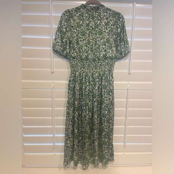 J Crew Smocked Waist Featherweight Satin Dress Floral - Picture 4 of 6